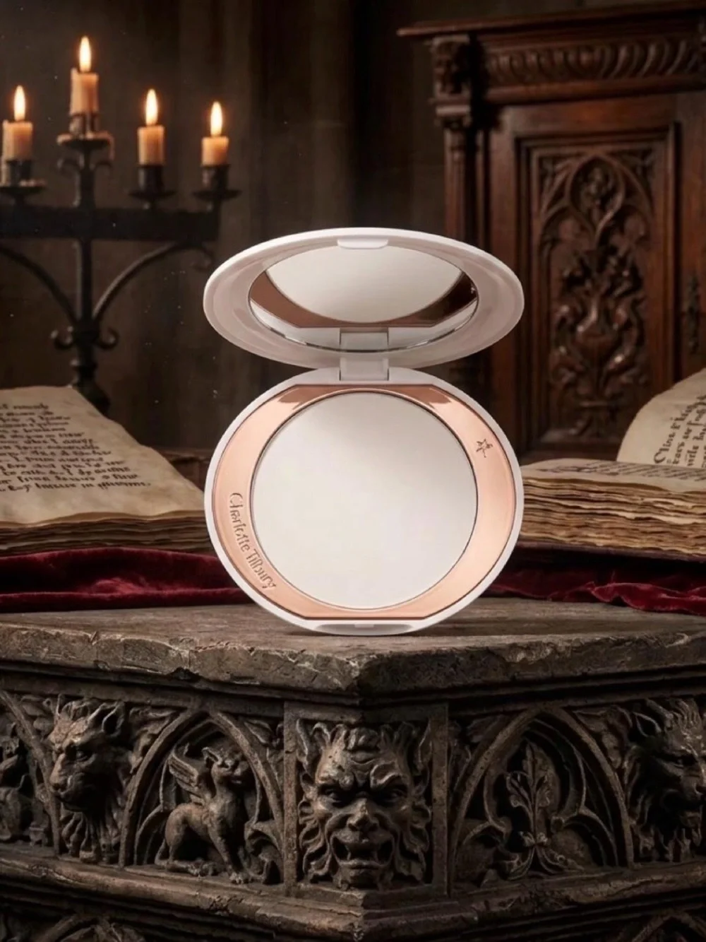 Charlotte Tilbury Brightening Setting Powder Compact with Rose Gold Trim